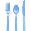 DecorRack Disposable Forks, Knives, Spoons, Party Utensils, Light Blue (96 Pcs)