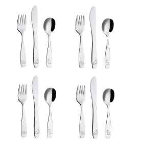 Exzact Children Flatware 12pcs Stainless Steel Kid Silverware - Dinosaur
