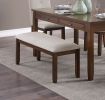 Dark Cherry Finish 6pc Dining Set Table Bench and 4 Side Chair Chenille Upholstery Functional Drawers Table Wooden Funiture Dining Kitchen Set