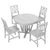 TOPMAX Rustic 5-Piece Extendable Dining Table Set Round Trestle Table and 4 Cross Back Dining Chairs for Kitchen, Dining Room, Gray
