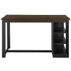 TOPMAX 60"Lx30"W Solid Wood Farmhouse Counter Height Dining Table Set with 3-Tier Storage Shelves, Upholstered Dining Chairs for 4, 5-Piece, Gray