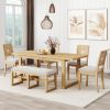 TOPMAX Modern 78inch 6-Piece Extendable Dining Table Set, 4 Upholstered Dining Chairs and Dining Bench, 18" Butterfly Leaf, Natural