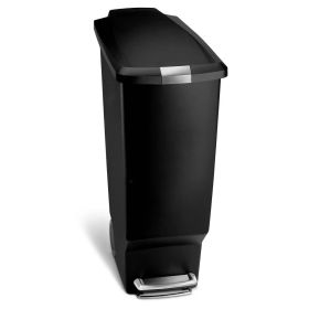 40L Slim Plastic Step Trash Can (Color: black.)