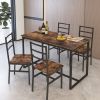Five-piece set table and chair with backrest, industrial style, solid structure